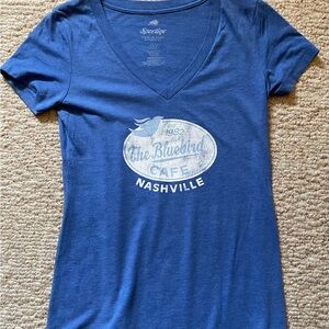Women's Bluebird Cafe Blue V-Neck Tee